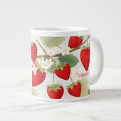 Sweet Cheeks Custom Red Strawberries White Flowers Grote Koffiekop (Voorkant rechts)