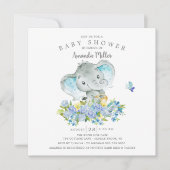 Sweet Cheerful Elephant Baby Boy Shower Kaart (Voorkant)