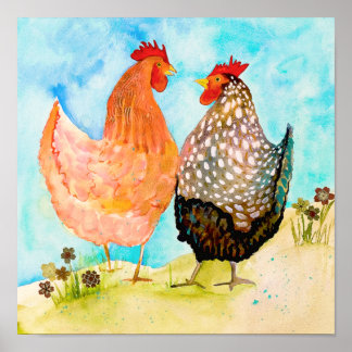 Sweet Cheery Chickens Afdrukken Poster