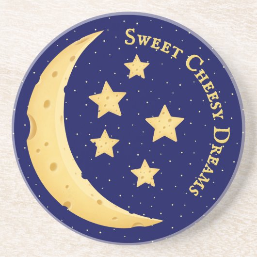 Sweet Cheesy Dreams Cute Moon & Stars Persoonlijk Zandsteen Onderzetter (Voorkant)