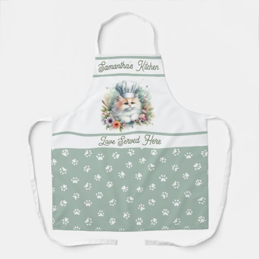 Sweet Chef Cat Pet Gepersonaliseerde keuken Pawpri Schort (Voorkant)