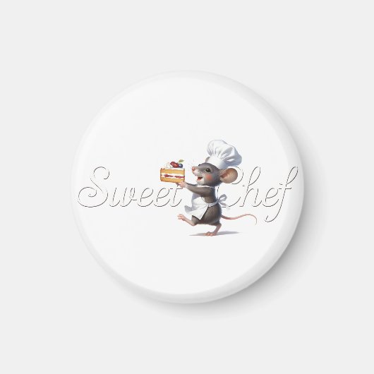 "Sweet Chef" Illustratie van het muislogo Magneet (Voorkant)