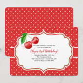 Sweet Cherries Birthday Party Invitation Kaart (Voorkant / Achterkant)