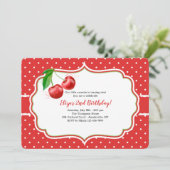 Sweet Cherries Birthday Party Invitation Kaart (Staand voorkant)