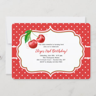 Sweet Cherries Birthday Party Invitation Kaart