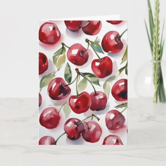 Sweet cherries colorful watercolor cherry art  kaart (Voorkant)