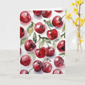Sweet cherries colorful watercolor cherry art  kaart (Gele Bloem)