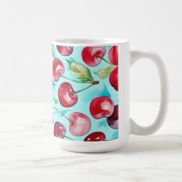 Sweet cherries colorful watercolor cherry art  koffiemok