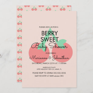 Sweet Cherries Fruit roze Baby shower Invitation Kaart