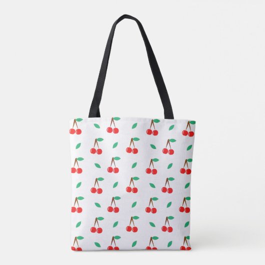 Sweet Cherries Pattern on White Tote Bag (Achterkant)