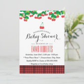 Sweet Cherries Picnic Gingham Baby shower Kaart (Staand voorkant)