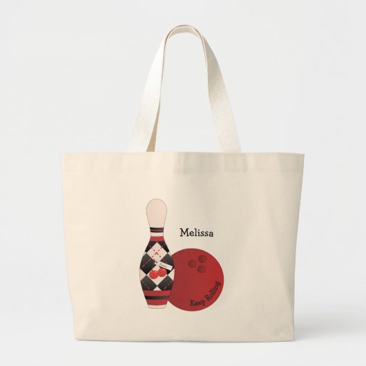 Sweet Cherry Argyle Bowling Design Grote Tote Bag (Voorkant)