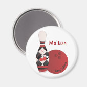 Sweet Cherry Argyle Bowling Design Magneet (Voorkant / Achterkant)