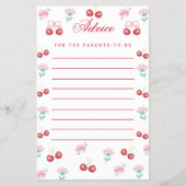 Sweet Cherry Baby shower Advies Kaarten (Voorkant)