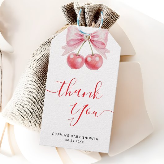 Sweet Cherry Baby shower Dank u voor uw gunst Cadeaulabel