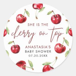 Sweet Cherry Baby shower Ronde Sticker