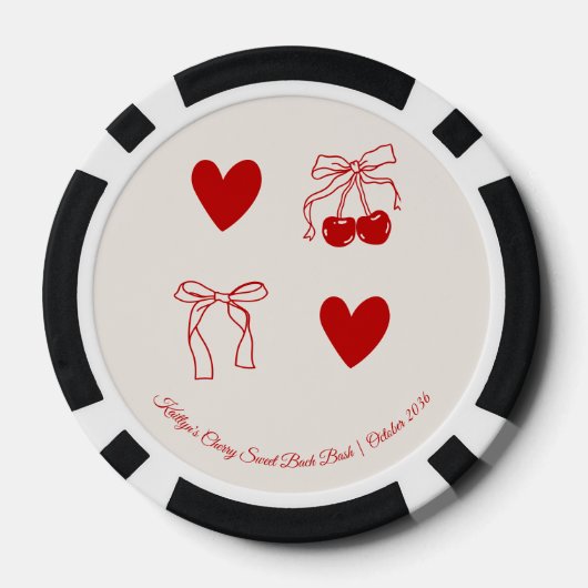 Sweet Cherry Bachelorette Party Favoriet Poker Chi Poker Chips (Achterkant)