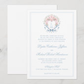 Sweet Cherry Blossom Crest | Monogram bruiloft Kaart (Voorkant / Achterkant)