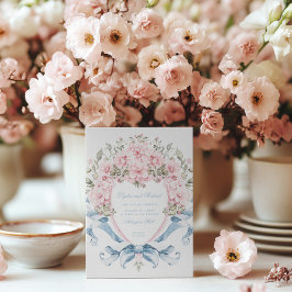 Sweet Cherry Blossom Crest | Monogram bruiloft Kaart