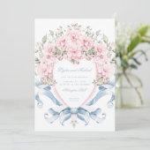 Sweet Cherry Blossom Crest | Monogram bruiloft Kaart (Staand voorkant)