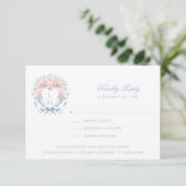 Sweet Cherry Blossom Crest RSVP Response Kaart (Staand voorkant)