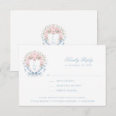 Sweet Cherry Blossom Crest RSVP Response Kaart (Voorkant / Achterkant)
