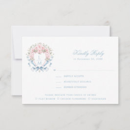 Sweet Cherry Blossom Crest RSVP Response Kaart
