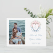 Sweet Cherry Blossom Crest Save The Date (Staand voorkant)