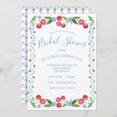 Sweet Cherry Blue Vrijgezellenfeest Kaart (Voorkant / Achterkant)