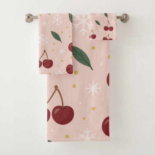 🍒🌸Sweet Cherry Blush Snow Collection Bad Handdoek (Insitu)