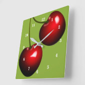Sweet Cherry Clock - Kies kleur Vierkante Klok (Hoek)