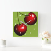Sweet Cherry Clock - Kies kleur Vierkante Klok (Huis)