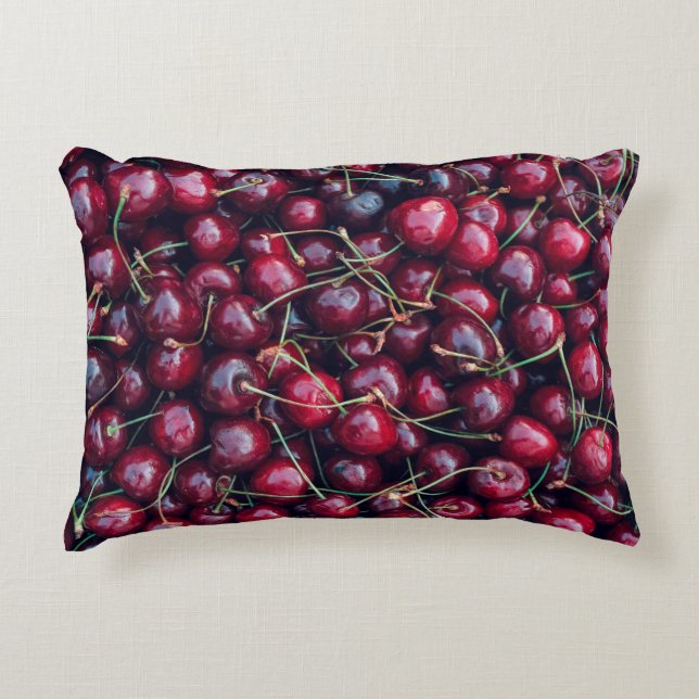 Sweet cherry close-up top uitzicht achtergrond accent kussen (Voorkant)