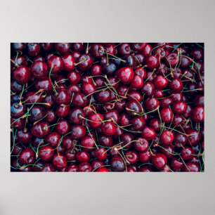 Sweet cherry close-up top uitzicht achtergrond poster