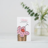 Sweet Cherry Cupcake Bakery Dessert Profile Card Visitekaartje (Staand voorkant)