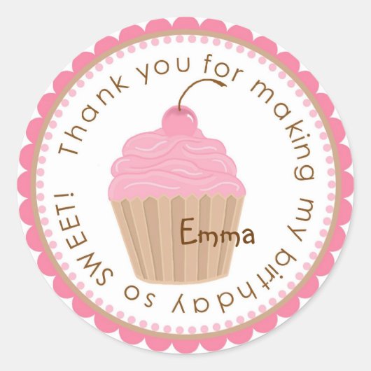 Sweet Cherry Cupcake Verjaardag Stickers (Voorkant)