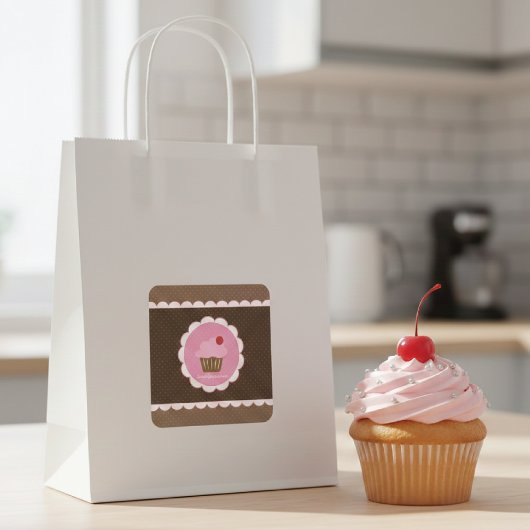 Sweet Cherry Cupcake Vierkante Sticker