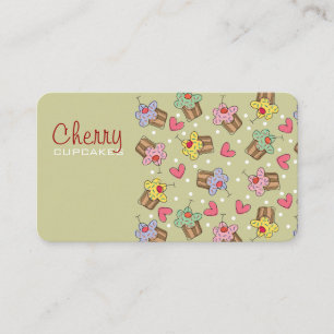 Sweet Cherry Cupcakes Bakery Dessert Profile Card Visitekaartje