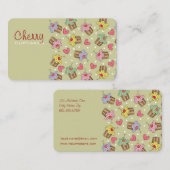 Sweet Cherry Cupcakes Bakery Dessert Profile Card Visitekaartje (Voorkant / Achterkant)