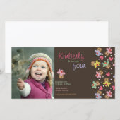 Sweet Cherry Cupcakes Girl Birthday Photo Invite (Voorkant / Achterkant)