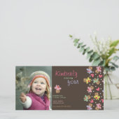 Sweet Cherry Cupcakes Girl Birthday Photo Invite (Staand voorkant)