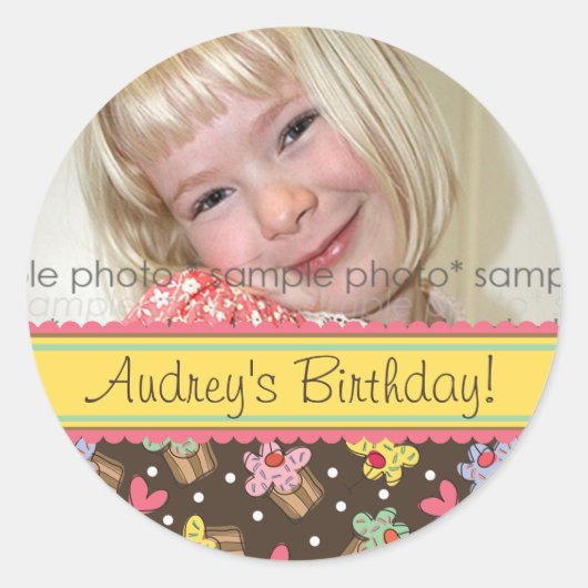 Sweet Cherry Cupcakes Verjaardagscadeau Label Stic (Voorkant)