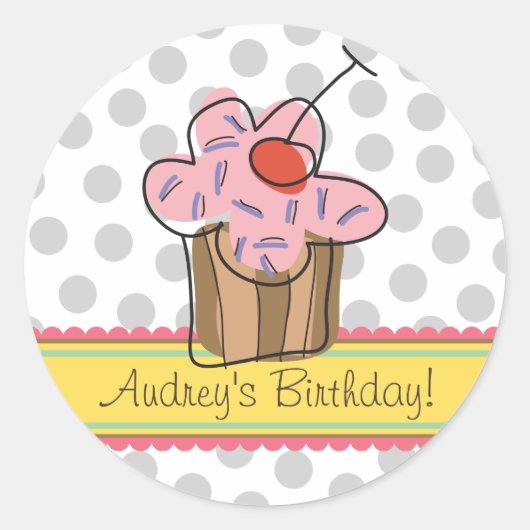 Sweet Cherry Cupcakes Verjaardagscadeau Label Stic (Voorkant)