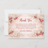 Sweet Cherry Floral First Birthday 1st Birthday Bedankkaart (Voorkant)