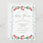 Sweet Cherry Green Baby shower Kaart (Voorkant)