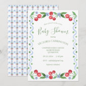 Sweet Cherry Green Baby shower Kaart (Voorkant / Achterkant)