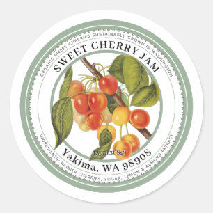 Sweet Cherry Jam met Cherry Illustration Ronde Sticker