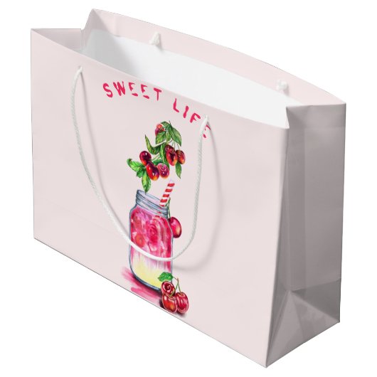 Sweet Cherry Juice Cool Drink Fruits Gift Bag Groot Cadeauzakje (Achterkant Gekanteld)