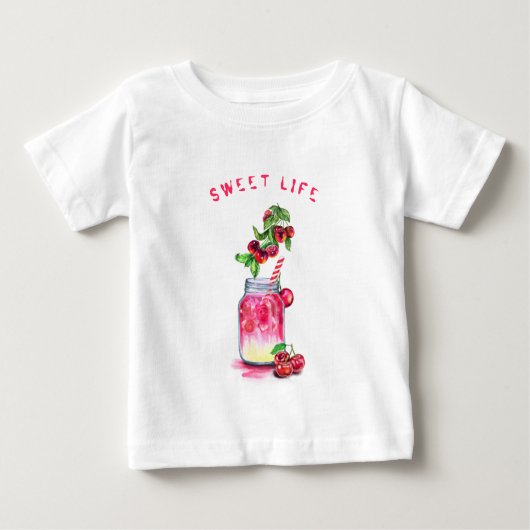 Sweet Cherry Juice Drink Fruits Funny Baby T-shirt (Voorkant)