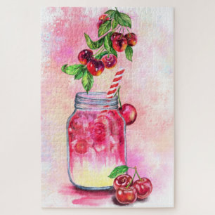 Sweet Cherry Juice Drink Fruits Jigzaag Puzzle Legpuzzel